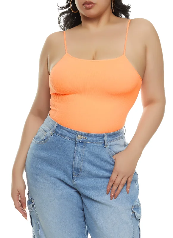 Plus Size Seamless Criss Cross Back Cami Bodysuit