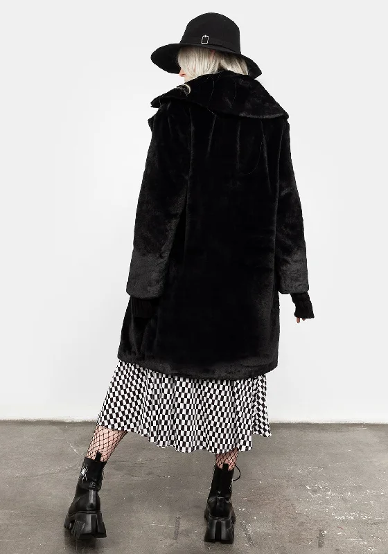 Creature Oversized Fur Coat - Black