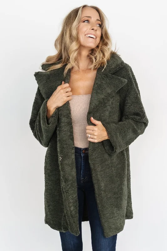 Damien Sherpa Coat | Dark Green