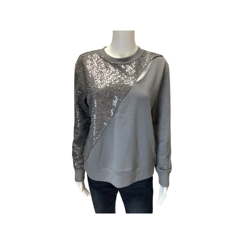 DKNY Grey Sequin Peek-a-boo Sweatshirt Size XS