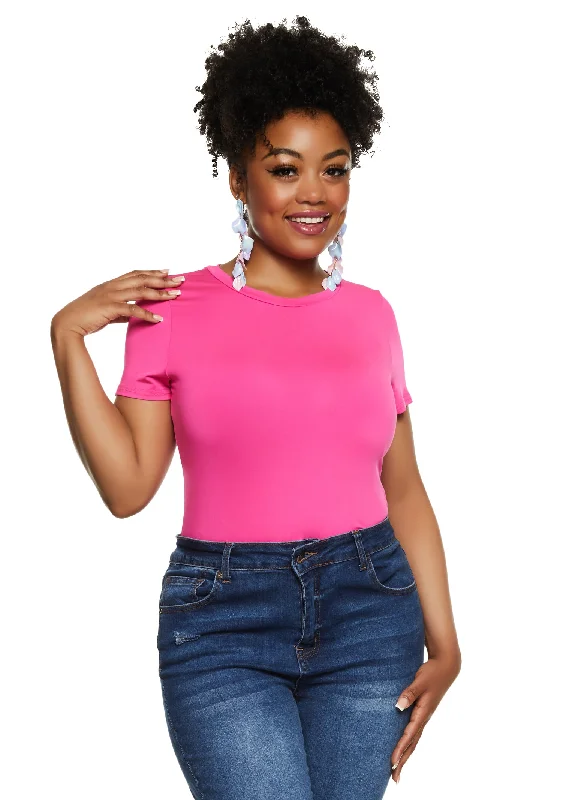 Plus Size Basic Crew Neck Bodysuit