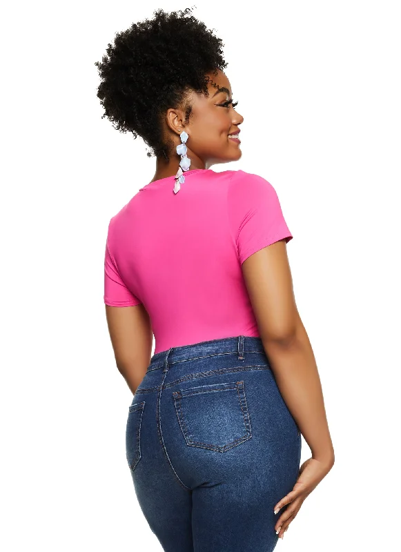 Plus Size Basic Crew Neck Bodysuit