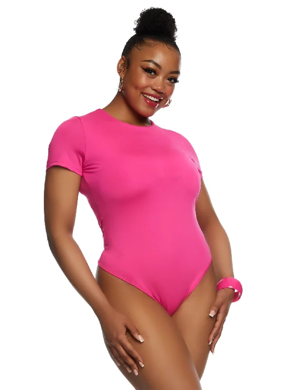 Plus Size Daisy Double Layer Crew Neck Bodysuit