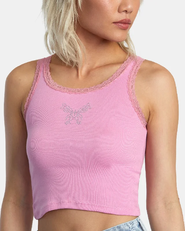 Glitter Lace Tank Top - Cyclamen