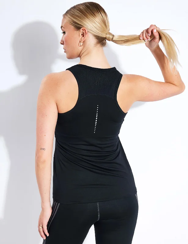 Scoop Neck Racer Back Vest Top - Black