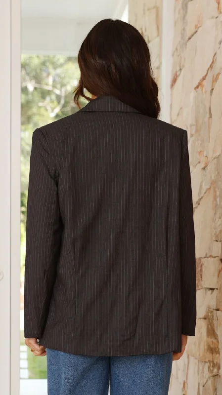 Hadrian Blazer - Charcoal Pinstripe