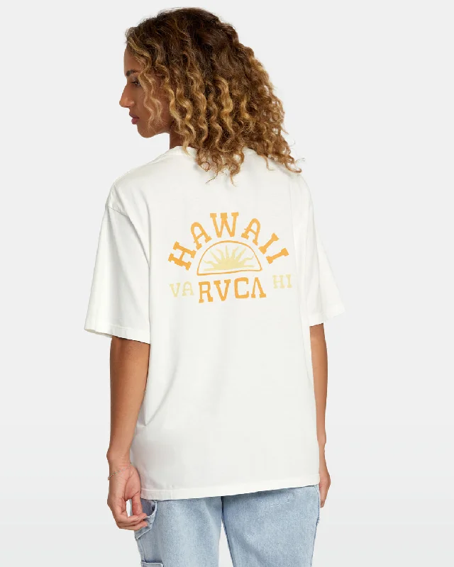 Hawaii Sunrise Va Oversized Tee - Vintage White