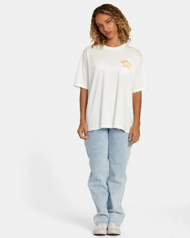 Hawaii Sunrise Va Oversized Tee - Vintage White