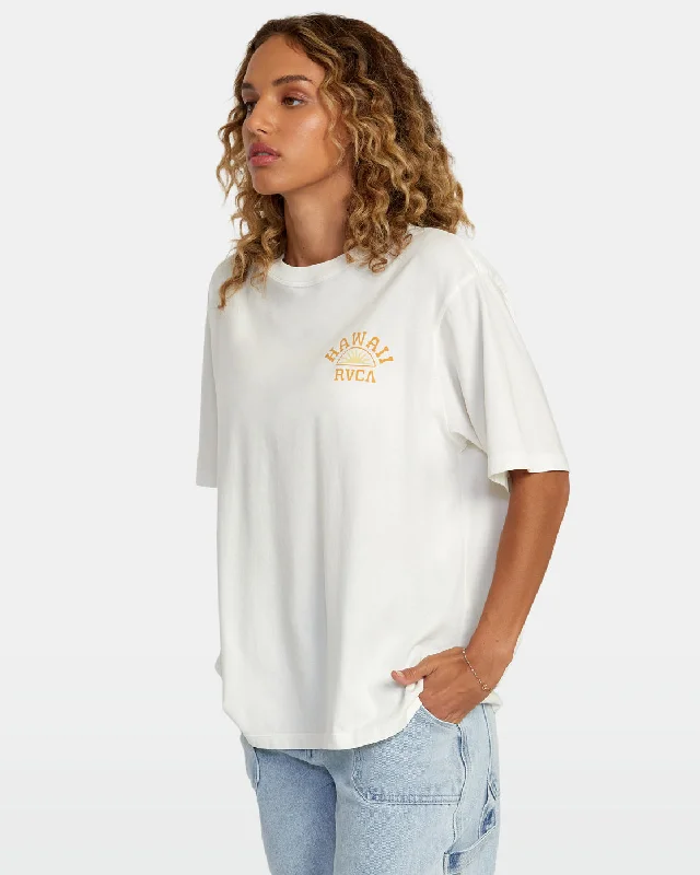 Hawaii Sunrise Va Oversized Tee - Vintage White