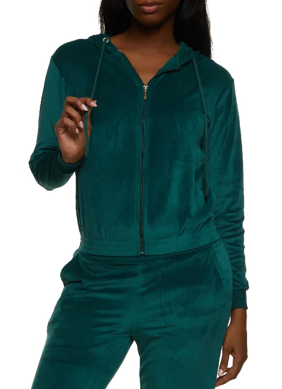 Velour Zip Up Hoodie