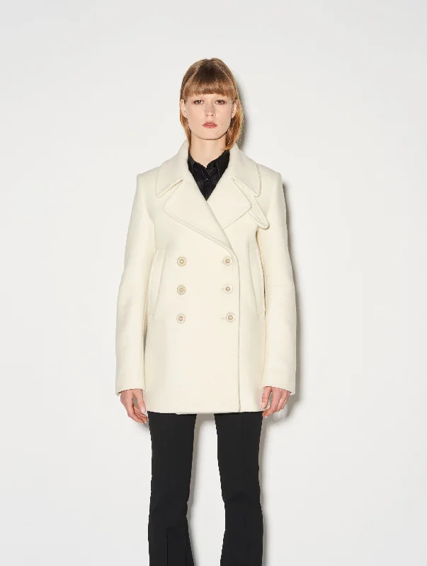 ivory wool and cashmere peacoat