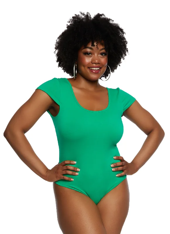 Plus Size Crew Neck Cross Back Bodysuit