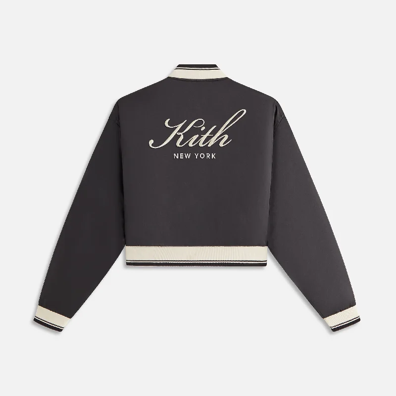 Kith Women Landry Cropped Satin Bomber - Black