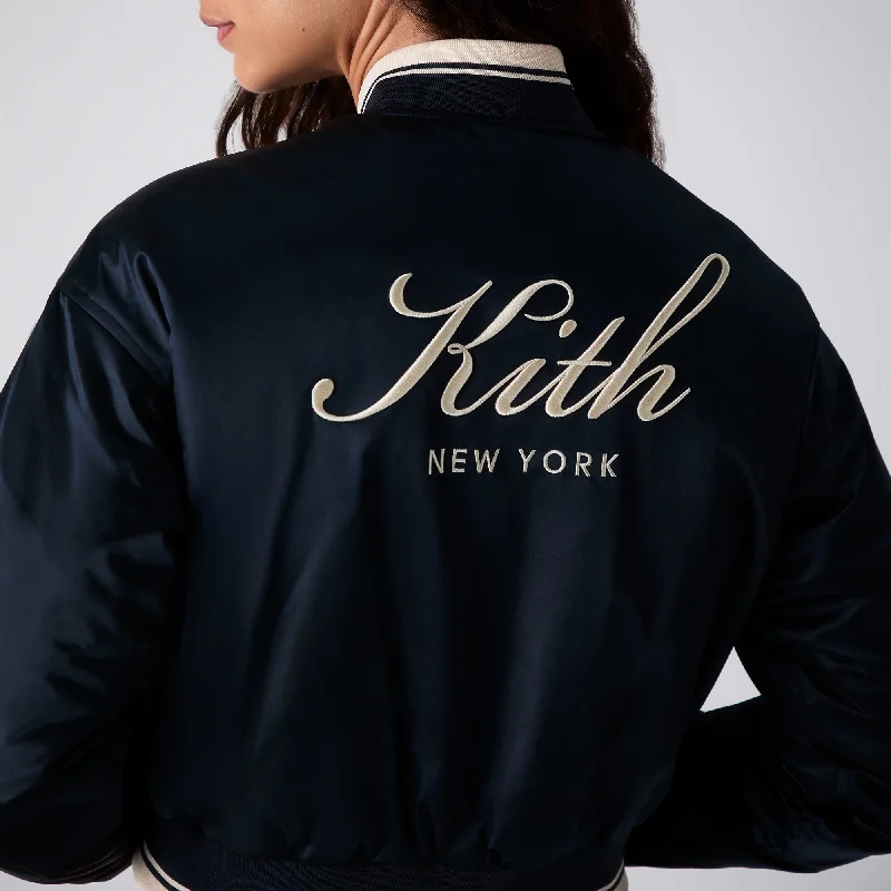 Kith Women Landry Cropped Satin Bomber - Nocturnal