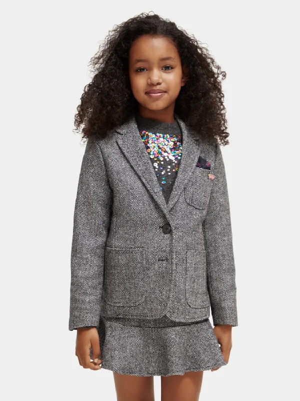 Kids - Wool-blend herringbone blazer