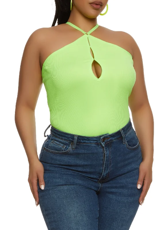 Plus Size Keyhole Open Back Bodysuit