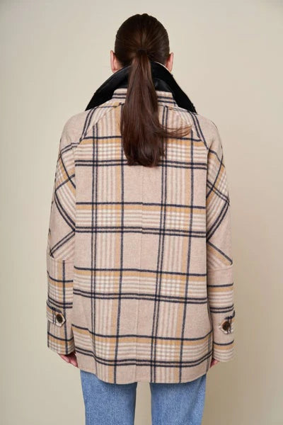 Lucas Double Face Wool Plaid Coat - Oatmeal