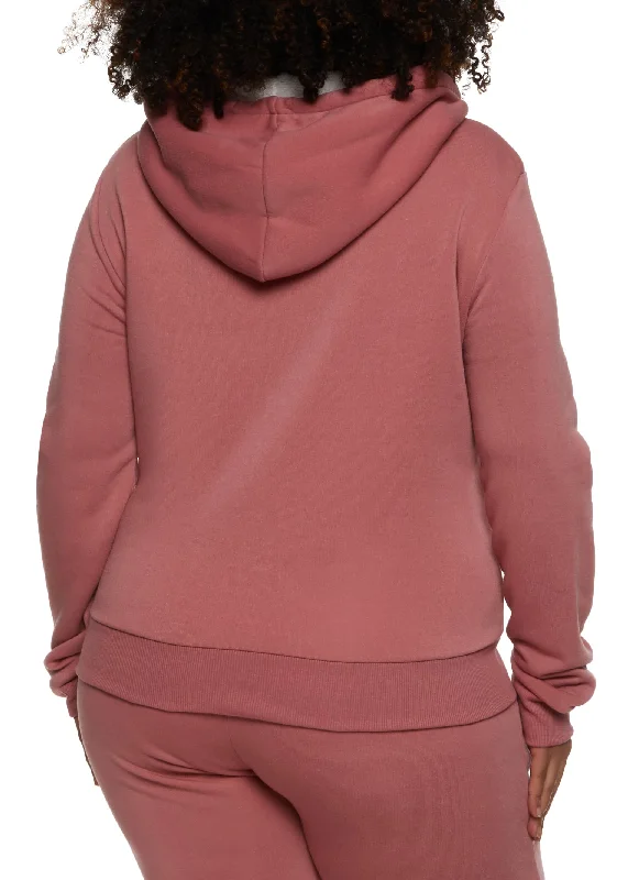 Plus Size Sherpa Lined Zip Front Hoodie