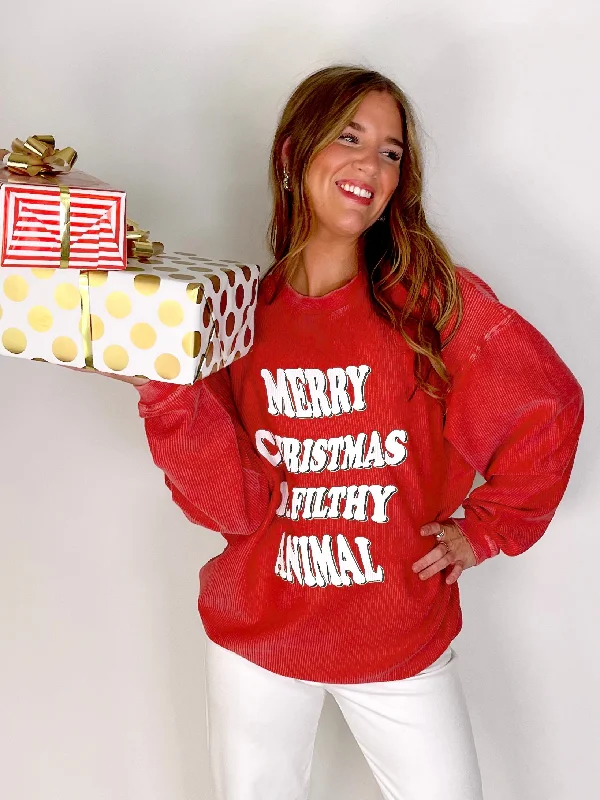 Merry Christmas Ya Filthy Animal Corded Sweatshirt