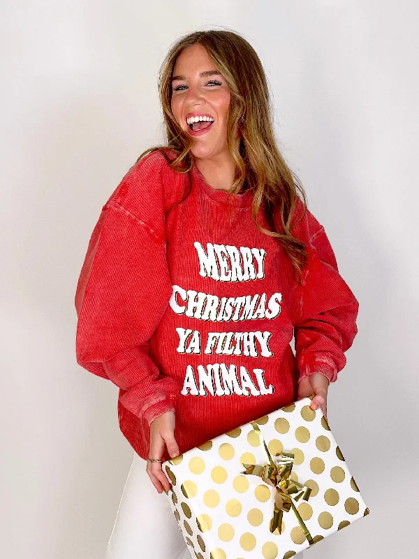 Merry Christmas Ya Filthy Animal Corded Sweatshirt