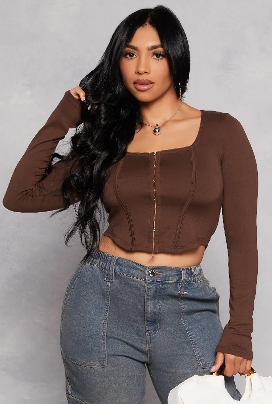 Hook and Eye Long Sleeve Corset Top