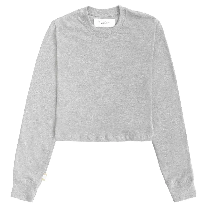 Monday Long Sleeve Crop Top Heather Grey