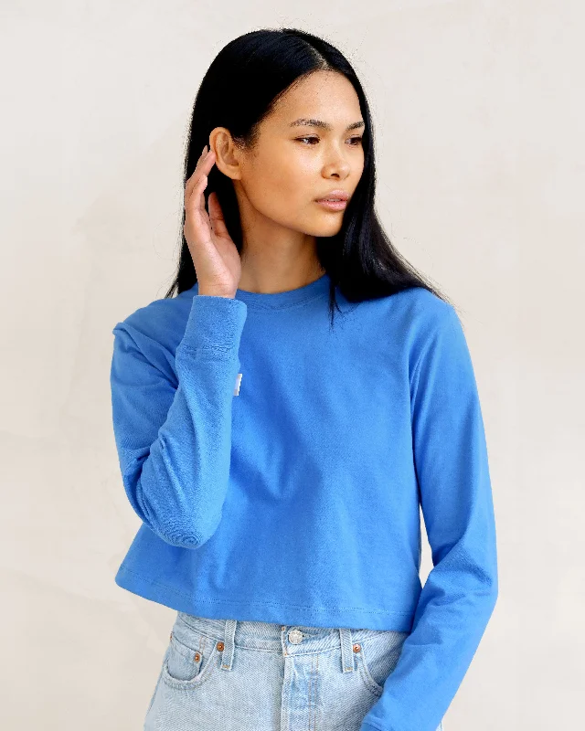 Monday Long Sleeve Crop Top Super Blue