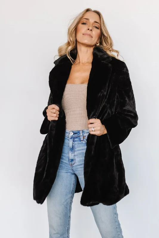 Narla Faux Fur Coat | Black