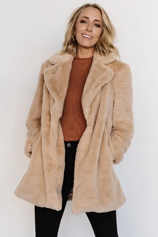 Narla Faux Fur Coat | Oatmeal