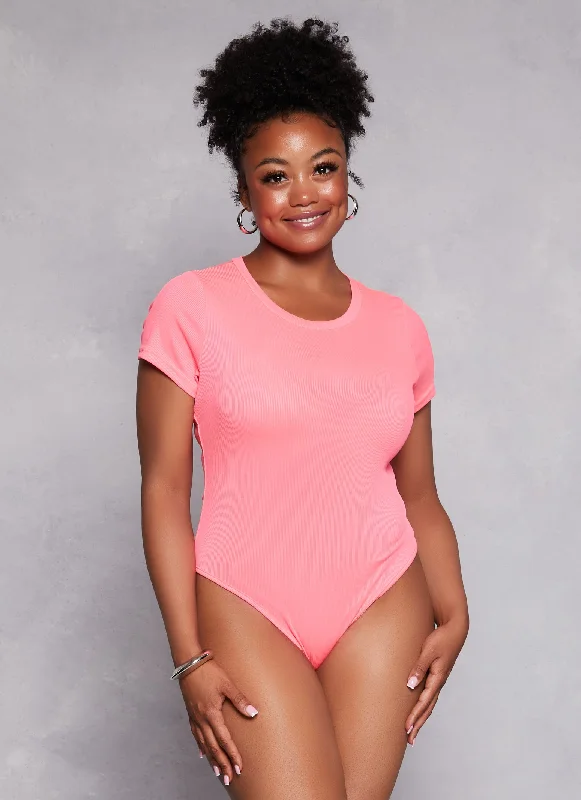 Plus Size Daisy Ribbed Crew Neck Bodysuit