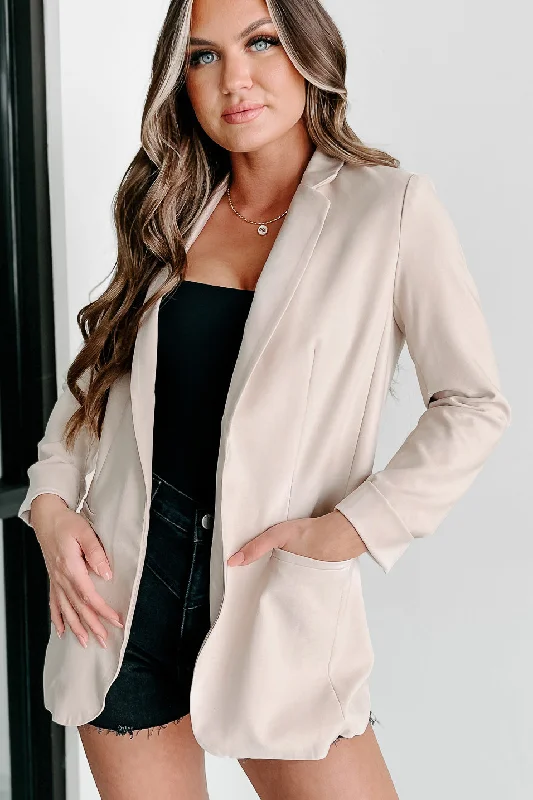 On The Clock Oversized Blazer (Beige)