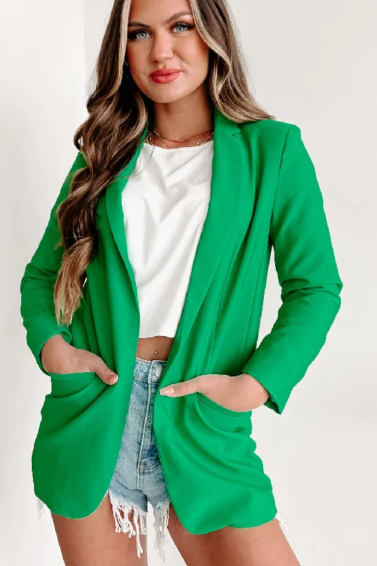 On The Clock Oversized Blazer (Kelly Green)