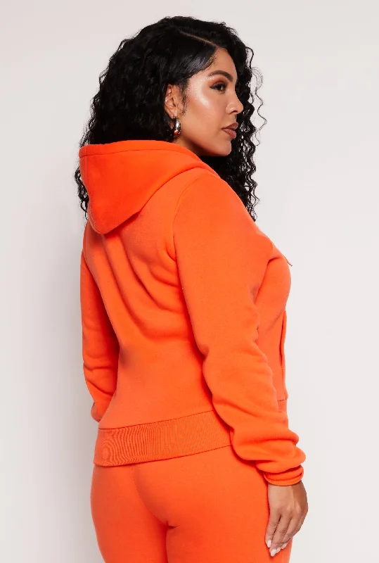 Plus Size Sherpa Lined Zip Front Hoodie