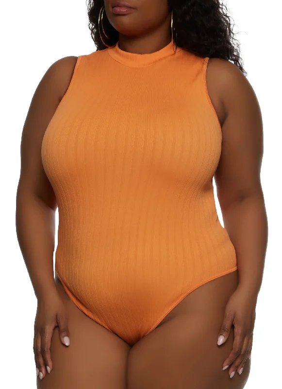 Plus Size Sleeveless High Neck Bodysuit