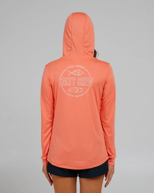 Outlined Sunrise Coral Hooded Sunshirt