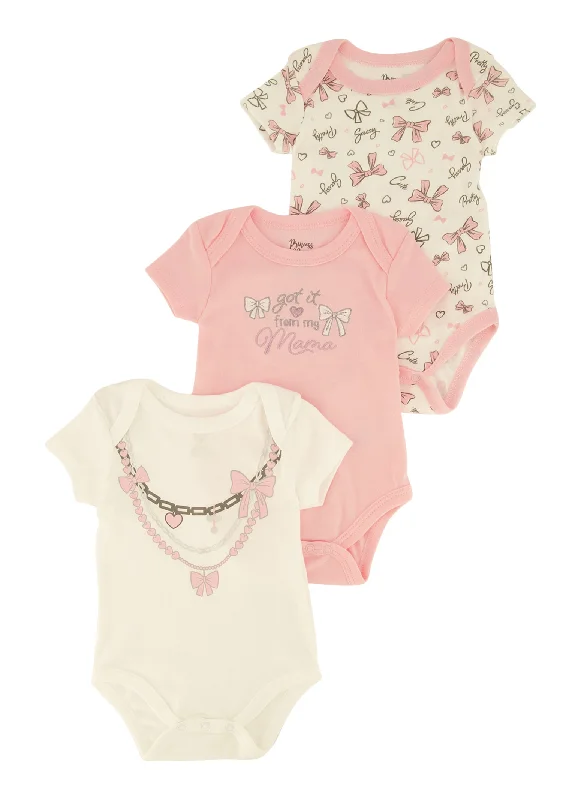 Baby Girls 0-9M Got It From My Mama Graphic Bodysuit Trio