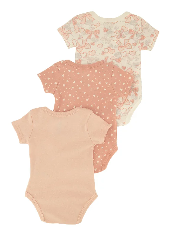 Baby Girls 0-9M Little One Bear Graphic Bodysuit Trio