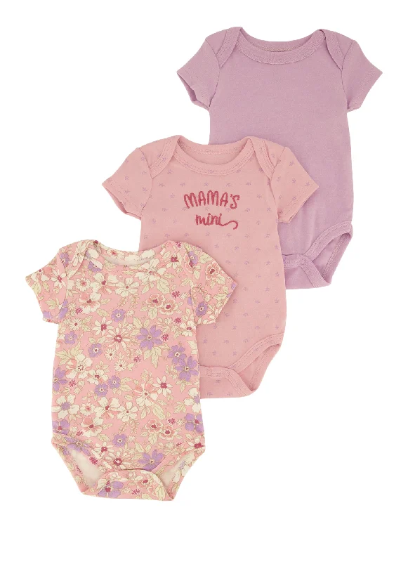 Baby Girls 0-9M Mamas Mini Graphic Bodysuit Trio