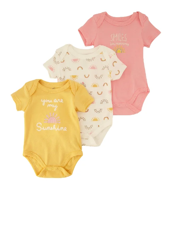 Baby Girls 0-9M You Are My Sunshine Graphic Bodysuit Trio