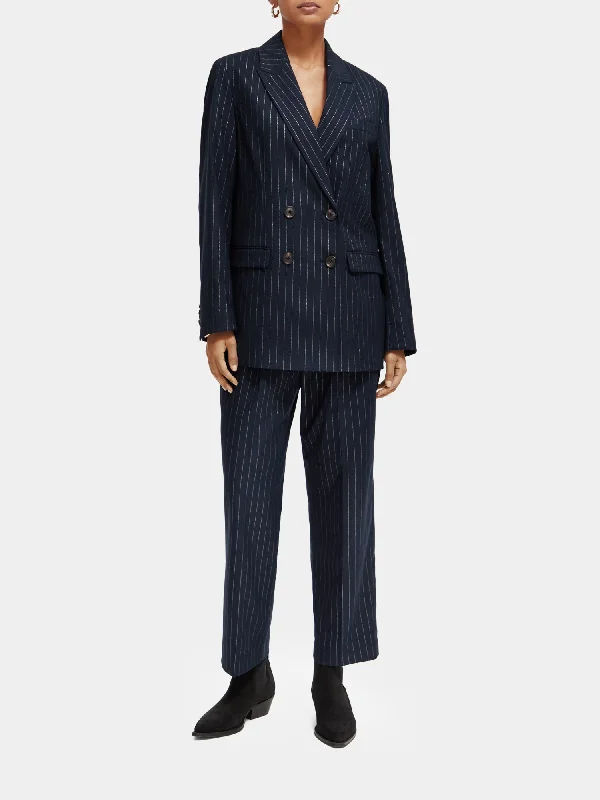 Pinstripe double-breasted blazer