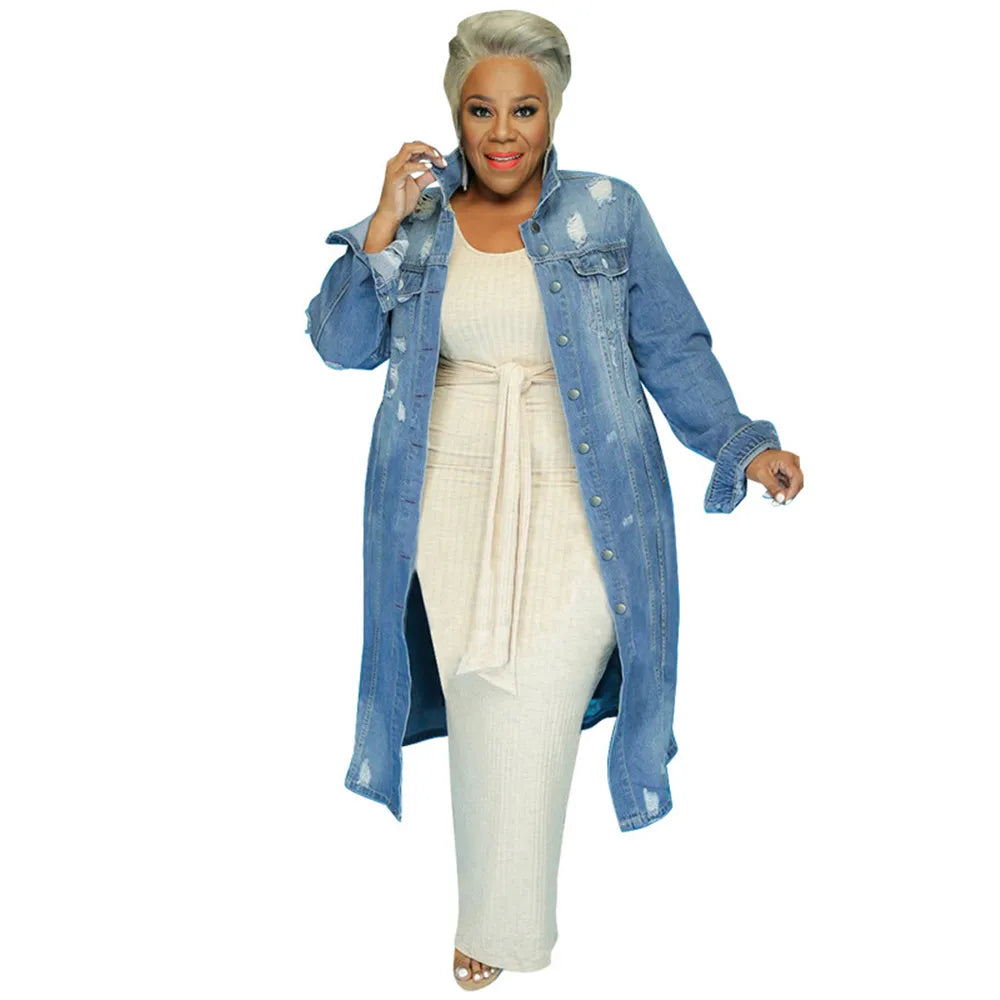 Plus Size Outwear Coat Denim