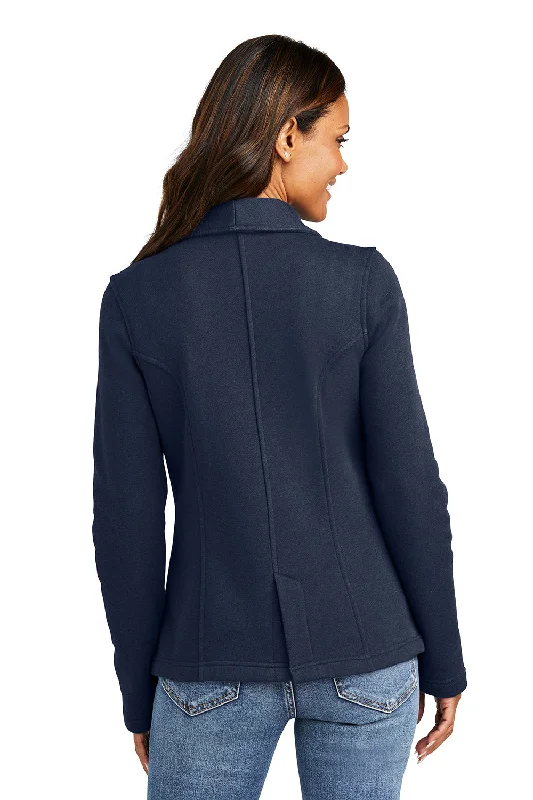 Port Authority Womens Button Down Fleece Blazer - Heather Dark Navy Blue