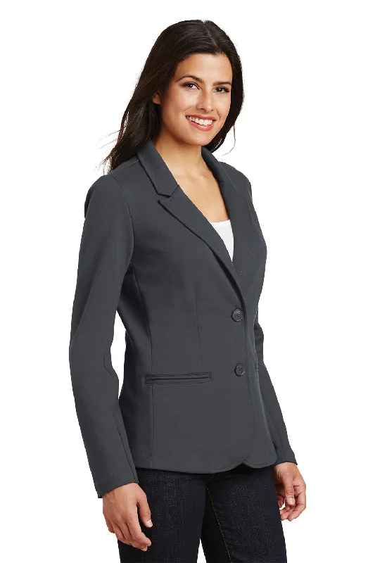 Port Authority Womens Knit Button Down Blazer - Battleship Grey