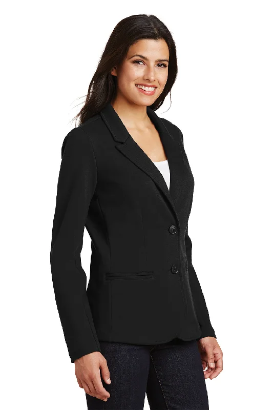 Port Authority Womens Knit Button Down Blazer - Black