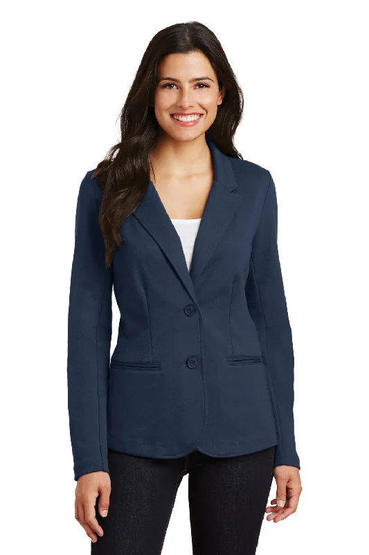 Port Authority Womens Knit Button Down Blazer - Deep Navy Blue