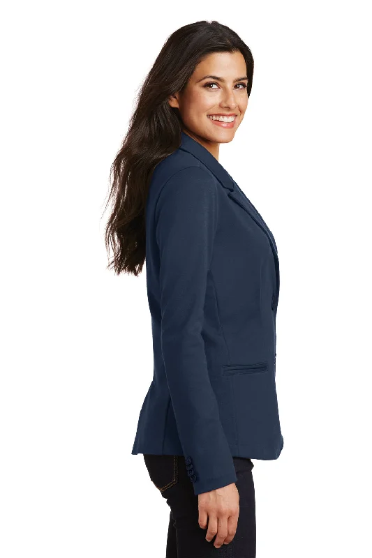 Port Authority Womens Knit Button Down Blazer - Deep Navy Blue