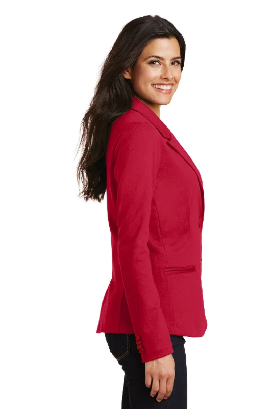 Port Authority Womens Knit Button Down Blazer - Rich Red