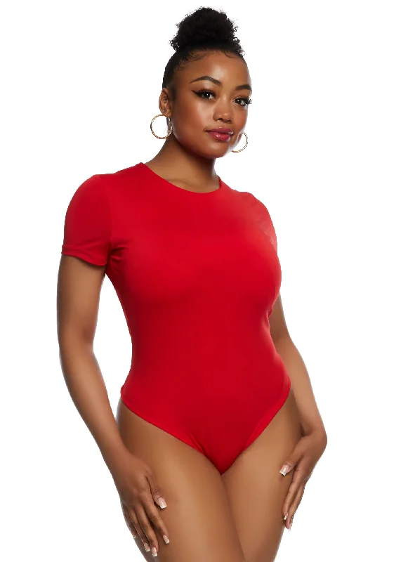 Plus Size Daisy Double Layer Crew Neck Bodysuit