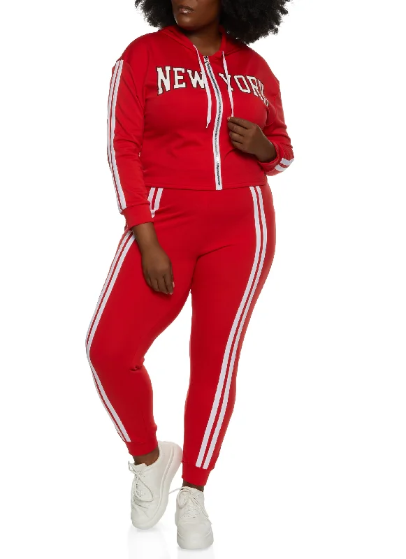 Plus Size New York Zip Front Graphic Hoodie