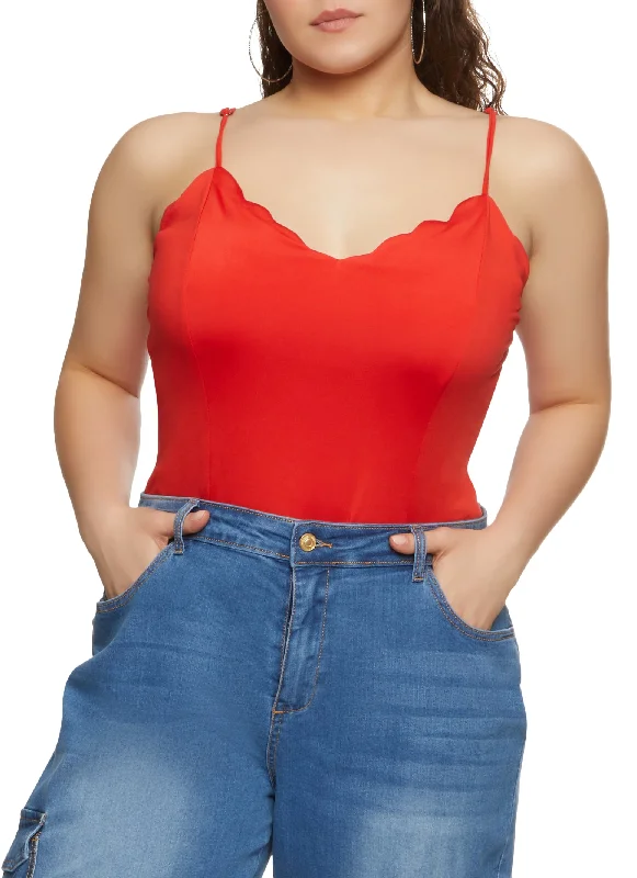 Plus Size Scalloped Hem Cami Bodysuit